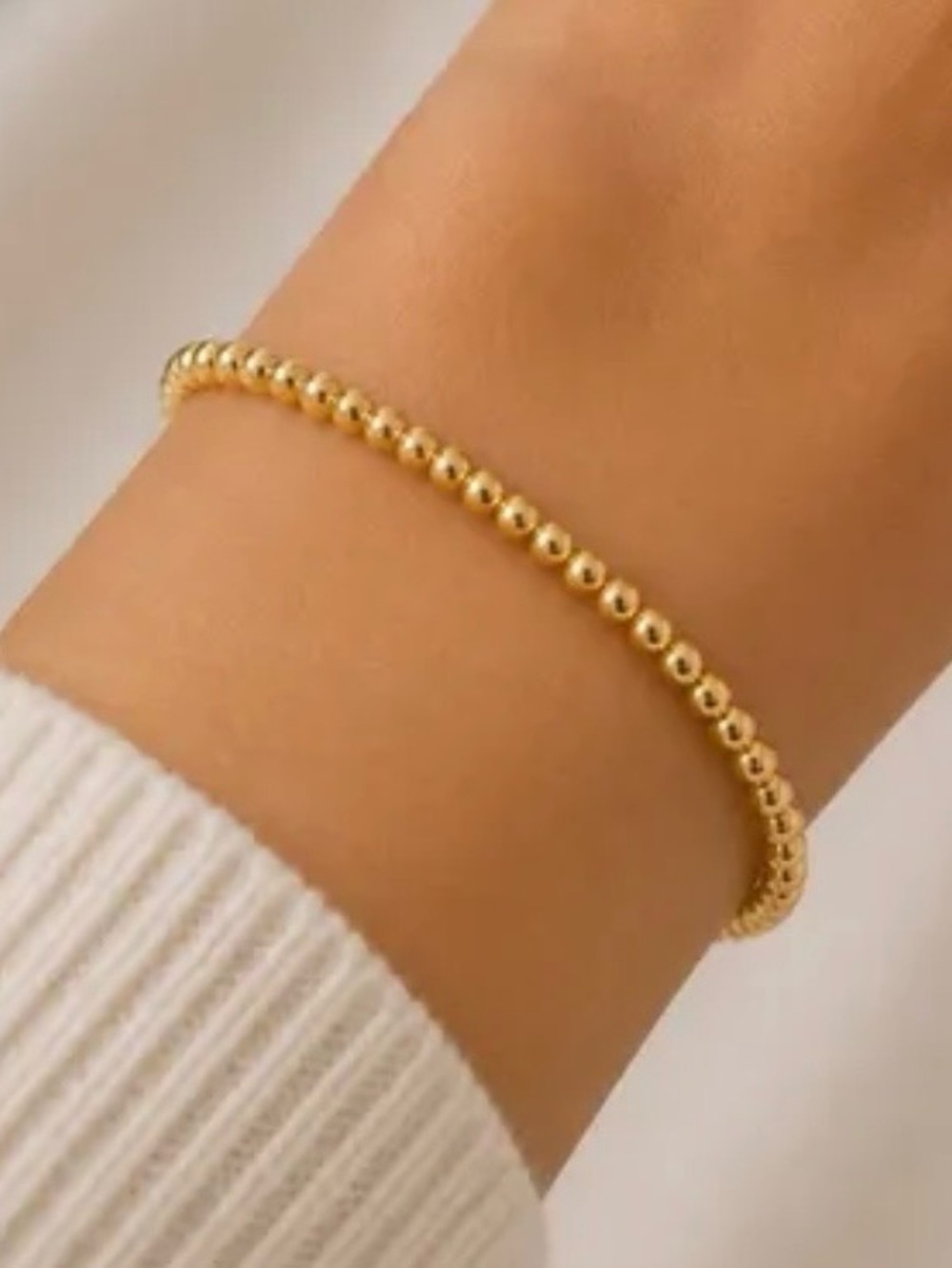 Gold Bead Bracelet Ideal For Laying Or Wearing Solo - Women Jewelry
